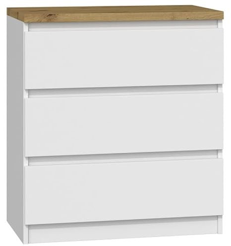 roe furniture Kommode mit - Modern Schubladenschrank - Komodenschrank - Schubladenkommode Breit - Bella (Weiß & Artisan)