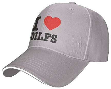 FJQWKLF Hut I Love DILFS Lustige Liebesherz-Baseballmütze Herren Damen Cowboyhut Trucker-Mütze Golf Dad Cap Fischerhut Schwarz