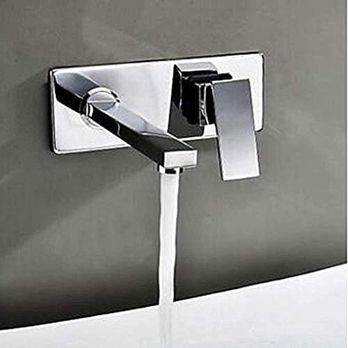 Robinet De Salle De Bain Lavabo Robinet Mural Carré En Laiton Chromé Mitigeur