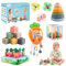 6 in 1 Montessori Spielzeug Baby, Spielzeug Baby ab 6 bis 12 Monate, Sensorisches Baby Spielzeug, Motorikspielzeug, Stapelspielzeug, Silikon-Zugschnur-Aktivitätsspielzeug, Saugnapf-Kreiselspielzeug