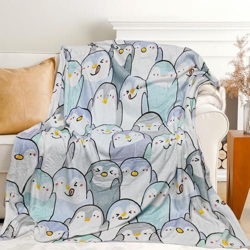 Koesnbre Niedliche Pinguin-Decke für Damen, Mädchen, Kinder, Erwachsene, 127 x 152,4 cm, Flanell-Überwurf für Sofa, Couch, Bett, Wohnzimmer, Geschenke für Tierliebhaber