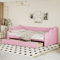 Aoskem Polsterbett Bett 90x200 cm Einzelbett Kinderbett mit Stauraum 2 Schubladen, Schlafsofa Tagesbett Bettgestell mit Lattenrost, Stauraumbett Jugendbett Gästebett, Ohne Matratze, Kunstleder (Rosa)