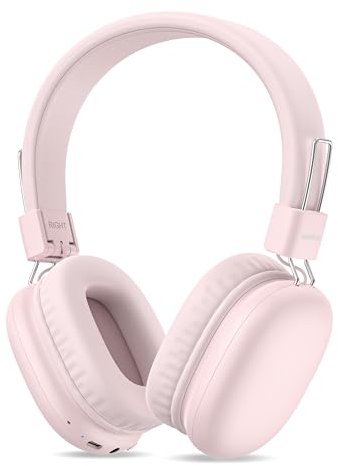 awatrue Kids Headphones Wireless with Mic, Bluetooth 5.4, 85/94dBA, Stereo Sound, Over Ear Kids Bluetooth Headphones with 3.5mm Jack Aux Cable for Girls/Tablet/Teens/School/,Pink