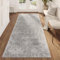 TAPISO Valley Teppichläufer Vintage, Kurzflor Hellgrau Rahmen Blumen Used Effekt Meliert Verwischt, für Flur, Wohnzimmer, Schlafzimmer, Esszimmer – Eleganter TeppichLäufer – 80 x 200 cm