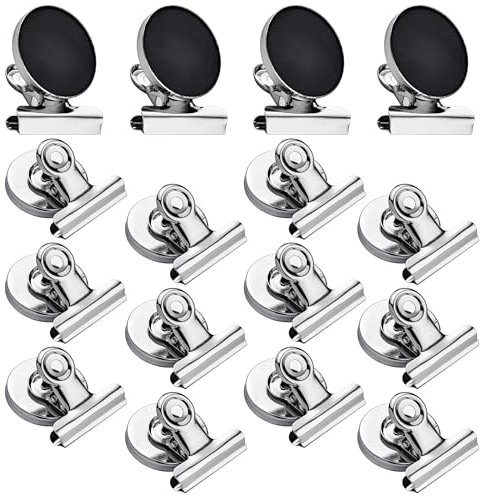 12 Pack Magnetic Clips - Strong Magnetic Bulldog Clips for Fridge, Whiteboard, School, Home, Office - Fridge Magnet for Photo, Note, File