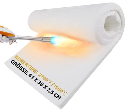 lormuzi Manta aislante de fibra de cerámica, 1500 °C/2700 F (61 x 38 x 2,5 cm), aislamiento ignífugo para lavavajillas, hornos, forja, calderas, hornos de pizza y más