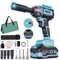 MISNODE Clé à Chocs Sans Fil Couple maxi 750N.m, Pistolet à Percussion électrique, Batteries De 4,0 Ah, Chargeur, Clé à Choc électrique 21 V Pour Voiture Et Maison (750 Nm Combo 2)