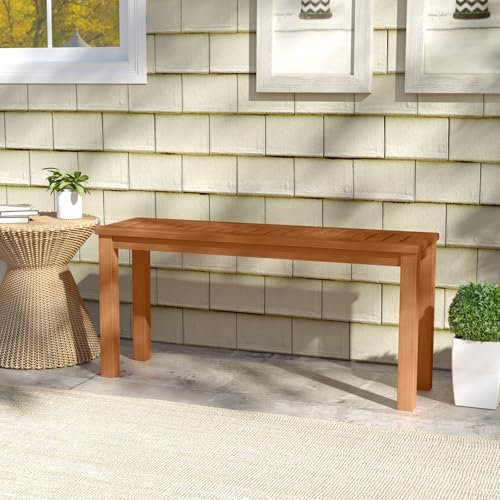 GIANTEX Outdoor-Bank ohne Rückenlehne, Esszimmerbank für 2 Personen mit atmungsaktivem Lattensitz, lange Bank aus rustikalem Holz für Eingang, Garten, Hof und Terrasse