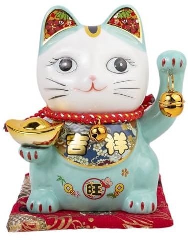 lachineuse - Katze des GLÜCKS - Die japanische Maneki Neko | 13,5X11X7,5 cm - Blau - Sparschwein - Dekorationsobjekt - Geschenkidee Japan Asien