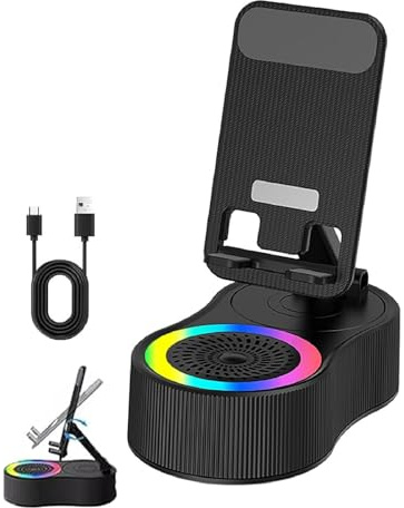 SonicDrop Dock – No-Pair Magic Speaker & Charging Stand, SonicDrop Dock Holder, Cell Phone Stand with Wireless Bluetooth Speaker, 360 Degree Rotation & 7 Colors Light, Gifts for Men Women (Black)