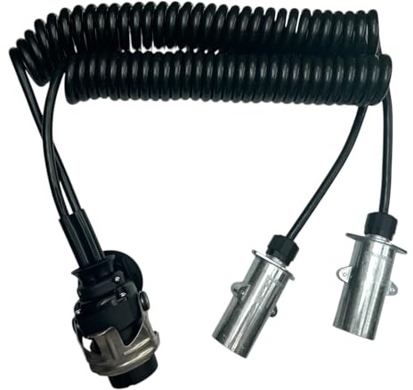 MelTruck Cable en Espiral 3,8 m, 15 Pines a 2 Adaptadores 7 Polos | 24 V, Para Camiones NFZ
