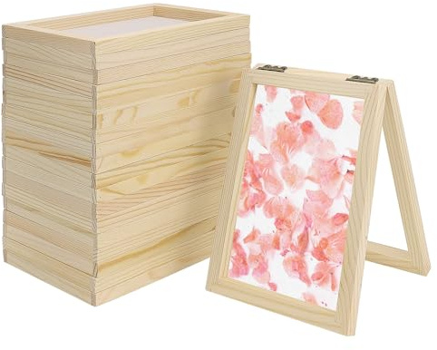 10 Pack Wooden Paper Making Frames, Screen and Deckle Craft Kit, Dense Mesh | 17.8 X 12.7cm, Wooden Paper Making Screen, Reusable, DIY Paper Making Kit for Craft Lovers, Art Projects