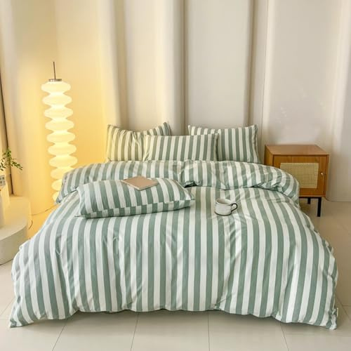 VENIES Housse de Couette Coton 150 x 200 cm | Housse Couette avec Fermeture Éclair - 100% Coton – pour lit Standard 1 Personnes vert