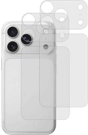 GIOPUEY Rückseite Folie für iPhone 17 Pro, Rückseite Schutz und Kameraplattform Abdeckung, Weiches PET Kratzfest, Halbtransparent Matt - 2+2 Stück