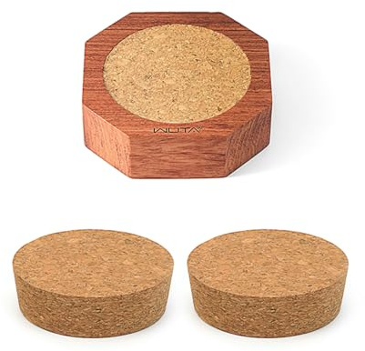 WUTA Nadelkissen aus Holz mit Kork Oberfläche (Oktagon), Nadelhalter und Aufbewahrungstool für Nähen, Quilten, Sticken und Handarbeiten