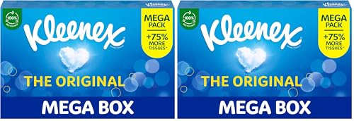 Kleenex Original Facial Tissues Mega Pack - Always Soft & Strong Facial Tissue, 112 Sheets (Pack of 2)