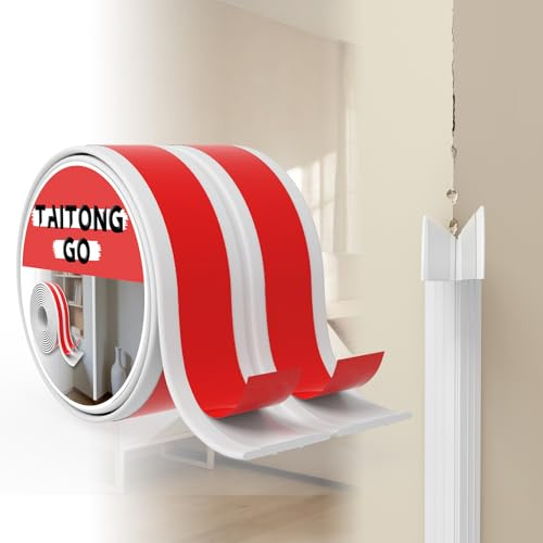 TAITONGGO Kantenschutz selbstklebend für Wand, Weiß, 4 cm x 10 m | Silikon Winkelprofil selbstklebend, flexible Eckleiste für Wand, Ecken, Kanten, Küche und Bad