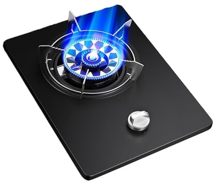Cuisinière À Gaz Autonome - Brûleur Wok À Anneau De Feu 5,2 KW, Avec Sécurité Anti-extinction De Flamme, Plaque De Cuisson En Verre Trempé, Pour La Cuisine À Domicile(LPG)