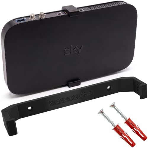 Wall Mount for Sky Q Main Box 1TB/2TB, Secure PETG Behind TV Bracket, Discreet Space-Saving Holder, Includes Screws & Wall Plugs, Black