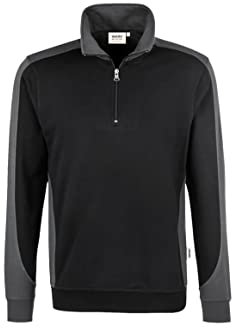 HAKRO Zip-Sweatshirt Contrast Performance, schwarz, Unisex-Größe: L