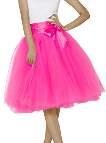 EllieHouse Womens Short Tutu Tulle Skirt with Sash Hot Pink Size M PC06