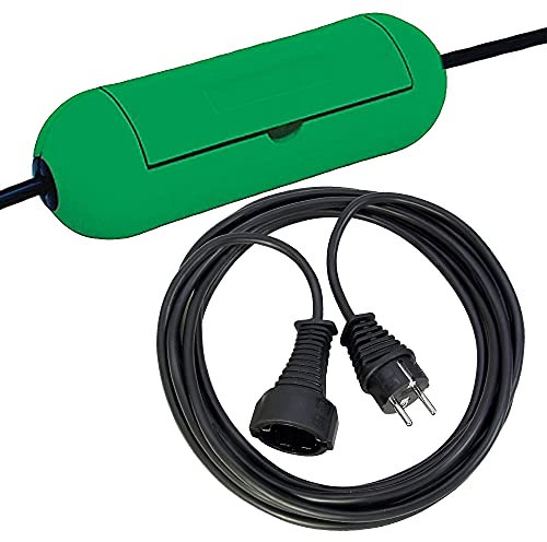 Brennenstuhl 1160400 Boîtier de sécurité, vert, avec 1 rallonge noire, 10 m, IP20