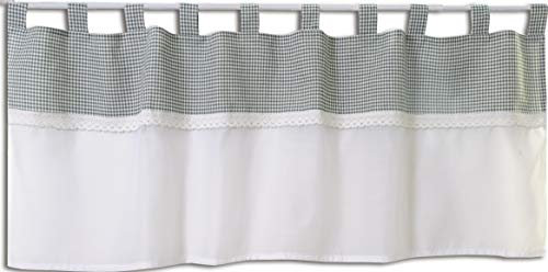 Startex Scheibengardine, Schlaufengardine Landhausstil 2415 Weiß Natur Grün Spitze 48 x 140 cm