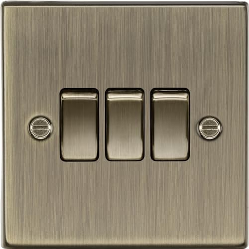 10AX 3G 2 Way Plate Switch - Square Edge Antique Brass CS4AB