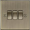 10AX 3G Interruptor de placa de 2 vías con borde cuadrado de latón envejecido CS4AB