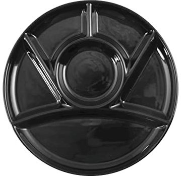 H&H 7069930 Piatto Fonduta Ceramica 6 Scomparti, Nero, 26 cm