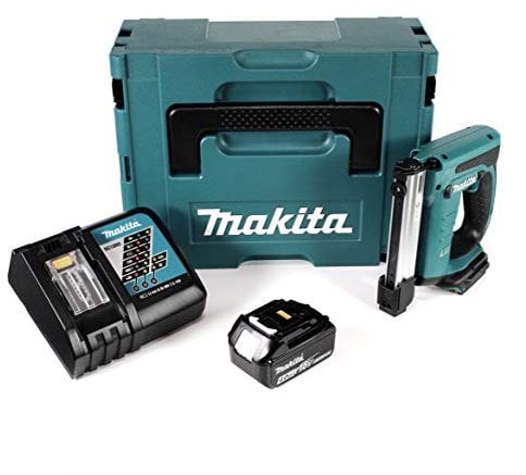 Makita DST 221 RM1J - Grapadora con batería de ion de litio (18 V, incluye 1 batería BL 1840 B de 4 Ah y cargador DC 18 RC