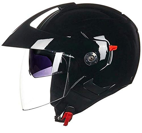 Helm Motorrad offener Motorradhelm Motorradhelm Rennhelm, schwarz glänzend groß