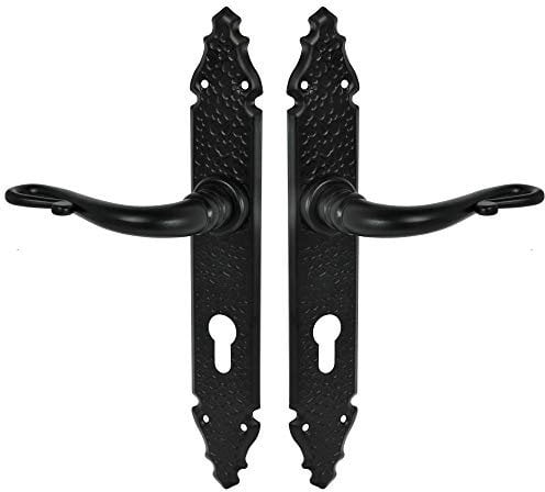 Hardware Store Türbeschlag Drückergarnitur Türgriff BB PZ WC Schwarz Türdrücker Schmiedeeisen (72 PZ - Profilzylinder)