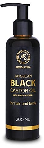 Jamaikanisches Schwarz Rizinusöl 200ml - Ricinus Communis - Schwarzes Rizinusöl - Natürlich & Kaltgepresst - Trägeröl - zur Pflege von Wimpern - Augenbrauen - Haare - Bart - Nägel