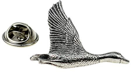 Anstecknadel Ente im Flugzeug, Zinn, mit Geschenkbeutel.