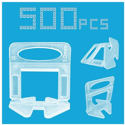 500 Stück DIY Fliesen Nivellierer Abstandshalter Clips 1/8 Zoll (3 mm), Fliesen-Abstandshalter Clips für lippagefreie Fliesen und Stein Installation (klar)