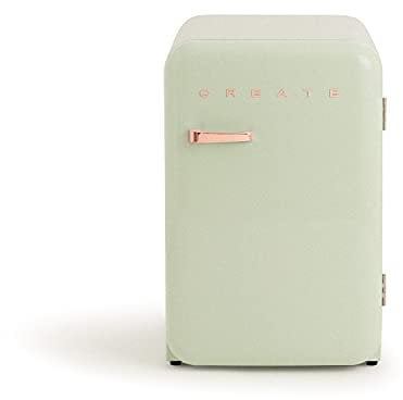 CREATE / RETRO FRIDGE 83.5 ROSE GOLD/Frigorífico verde pastel maneta oro rosado / 98W, bajo consumo, 2 estantes, regulador temperatura, botellero, 56x54x84cm
