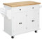HOMCOM Küchenschrank, Servierwagen, Kücheninsel mit Rollen, Küchenwagen, Küchenregal mit Schublade und verstellbares Regal, Gummiholz, MDF, Spanplatte, Weiß, 111 x 44,5 x 82,5 cm
