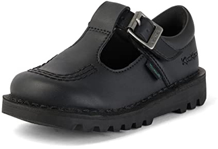 Kickers Infant Girl's Kick T Bar Black School Shoes, Vegan Black, 10 UK Child
