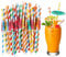 Cocktail Pailles 100 Pcs Décoration De Cocktail en Papier Boissons Parasols Pailles pour Cocktail Boissons Tropicales Fête D'anniversaire Mariage Célébration Fête