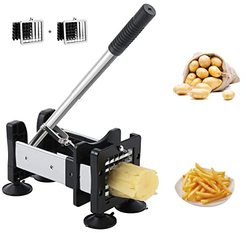 redhoney Coupe Frites en Acier Inoxydable, Coupe Frite Professionnel avec des Lames de 1/2 et 3/8, Technologie Antidérapante pour Accessoires pour Friteuse