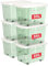 Cetomo 35L*6 Storage Boxes with Wheels, Plastic Storage Box with Lid, Latching Buckles, Click Closure, Stackable, Nesting, Durable Organizer for Home Office Clothes, Clear Green, 35L-6 Pack