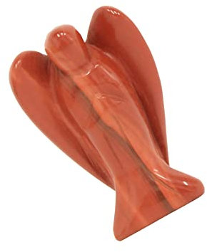 Goplemo 5,1 cm Taschenkristall Engel Figuren Roter Jaspis Schutzengel Naturstein Engel Statuen Handgeschnitzte Skulptur Reiki spirituelle Geschenke für Frauen Männer