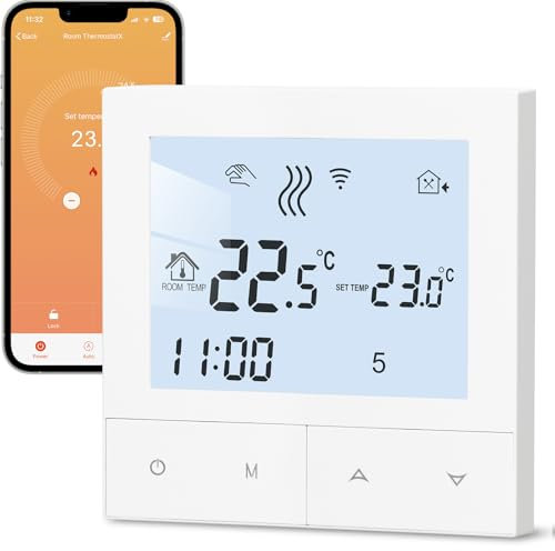 BEOK CONTROLS Termostato WiFi Tuya para calefacción de Agua, Control de Voz Inteligente, programable semanal para calefacción de Suelo Compatible con Alexa, Google 3A TDS72-WIFI-WP