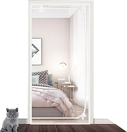 Verstärkte Fliegengittertür For Katzen, Mit Reißverschluss, 80 X 200 Cm, Robuste, Haustiersichere Fliegengittertür Mit Reißverschluss, Verhindert, Dass Hunde Und Katzen Aus Dem Schlafzimmer Und ( Colo