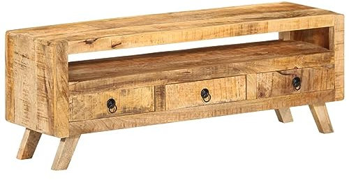 ZEYUAN Mueble de TV Madera Maciza de Mango 110x30x40 cm, Mueble TV, Mueble Salon Moderno, Mueble para TV, Mueble Comedor, Mesa TV, Mueble Television 337064