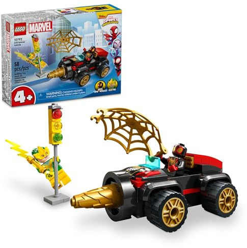 KITMOUS Drill Spinner Vehicle, Miles Morales Spin Car with 2 Minifigures, Toy from + TV Series, Gift for Kids, Spider-Man Toy for 4-6 Year Olds, 10792