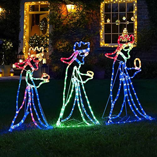 XIAOBAN Outdoor Christmas LED Three 3 Kings Silhouette Motif Rope Light Decoration For Garden Year Decoration Pa New P1X4 Yard Christmas