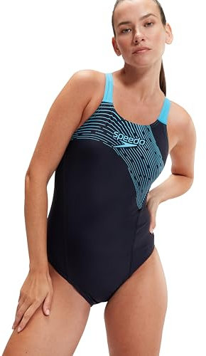 Speedo Damen Medley Logo 1 Piece Badeanzug, Navy, 40 EU