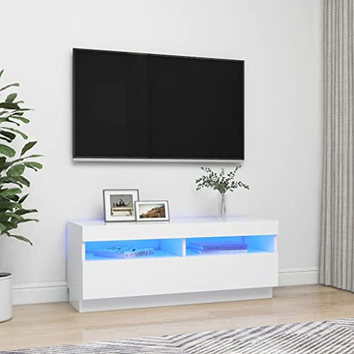 fernsehschrank Weiss,tv Board Weiss,fernsehtisch Weiss,TV-Schrank mit LED-Leuchten Weiß 100x35x40 cmtv Sideboard,fernsehschrank,tv Board Weiss,tv Board,